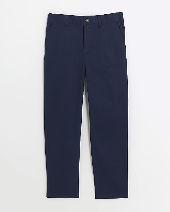 Boys navy smart chino trousers