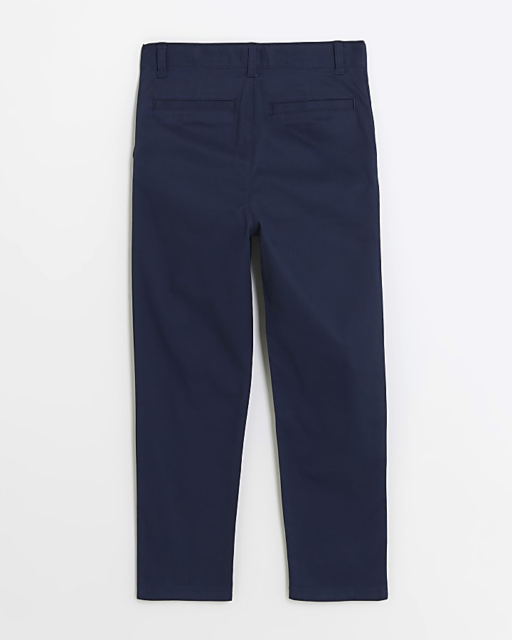 Boys navy smart chino trousers