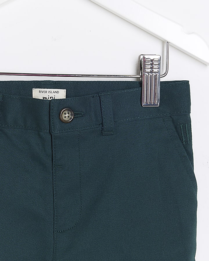 Mini boys green stretch chino trousers