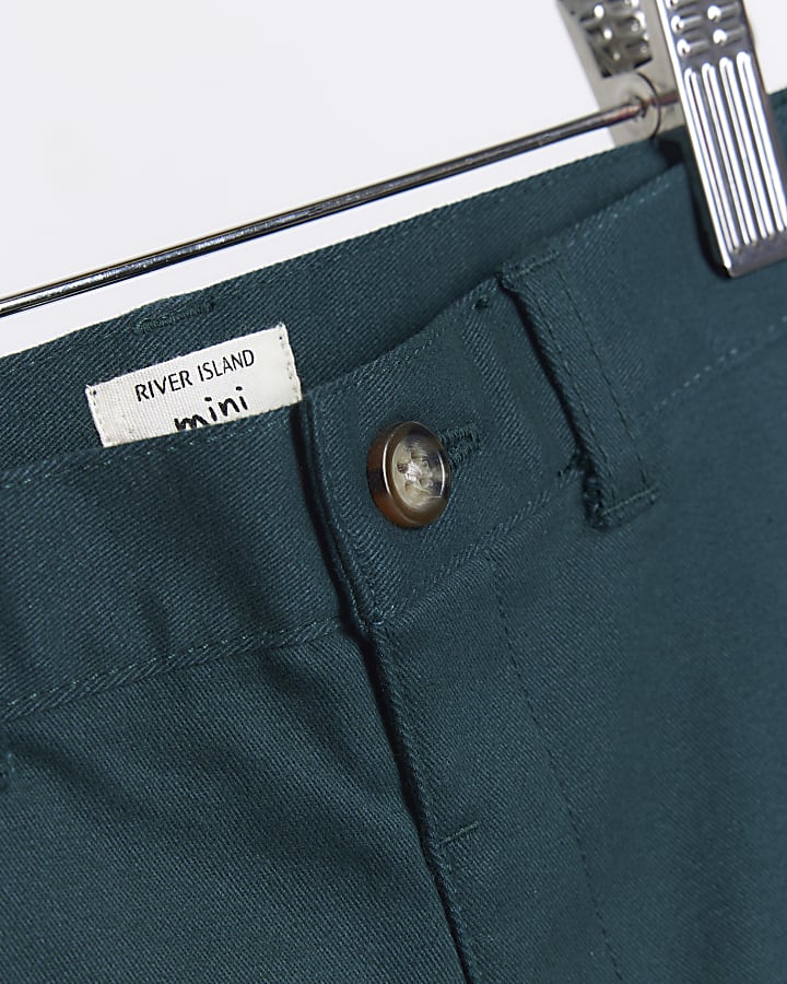 Mini boys green stretch chino trousers