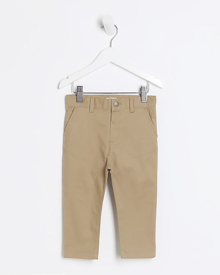 Mini boys brown smart chino trousers