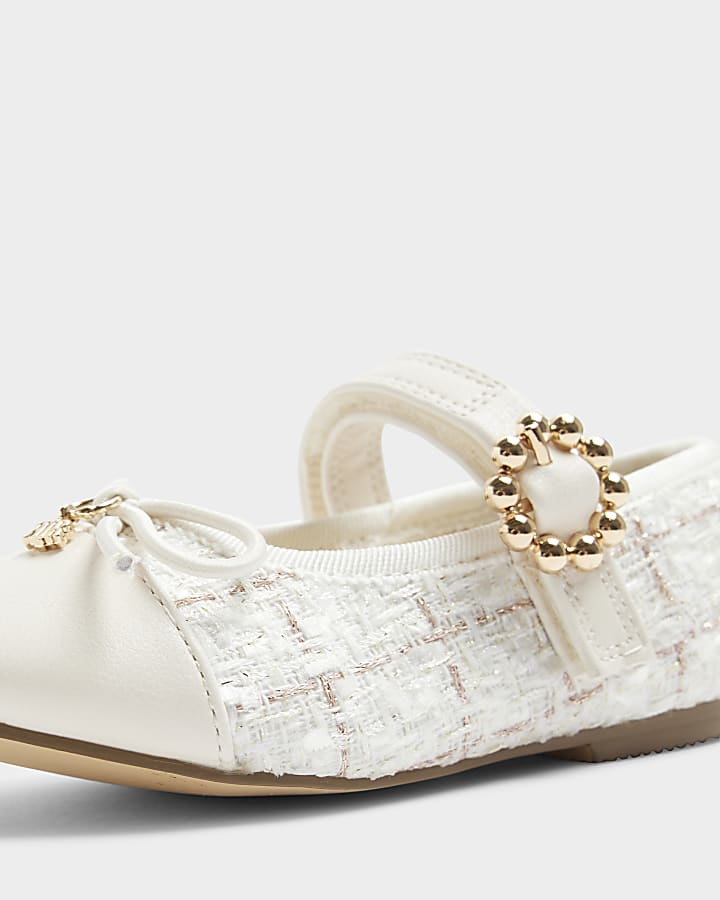 Mini girls cream boucle ballet pumps