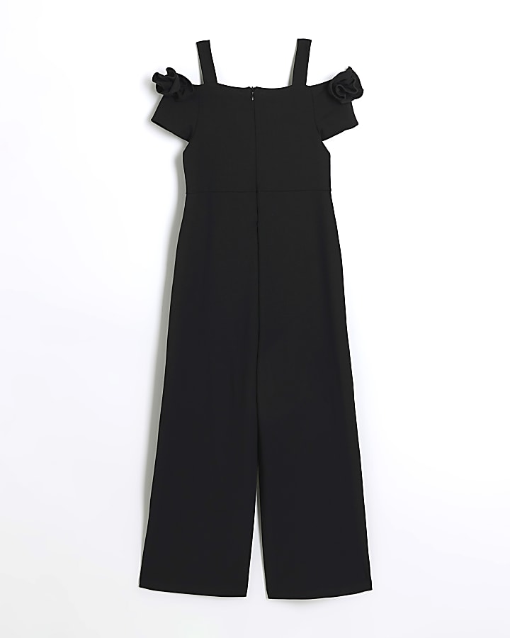 Girls black corsage jumpsuit