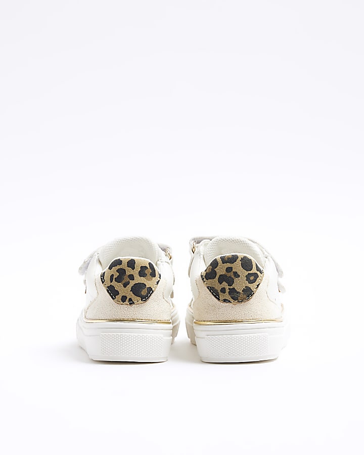 Mini girls white star velcro trainers