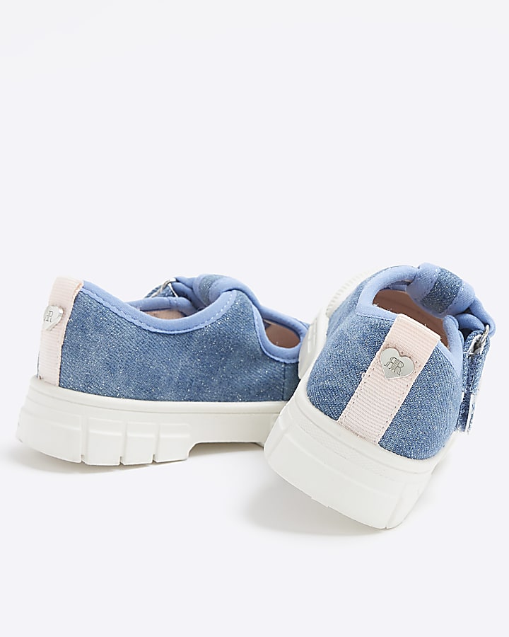 Mini girls blue denim mary jane shoes