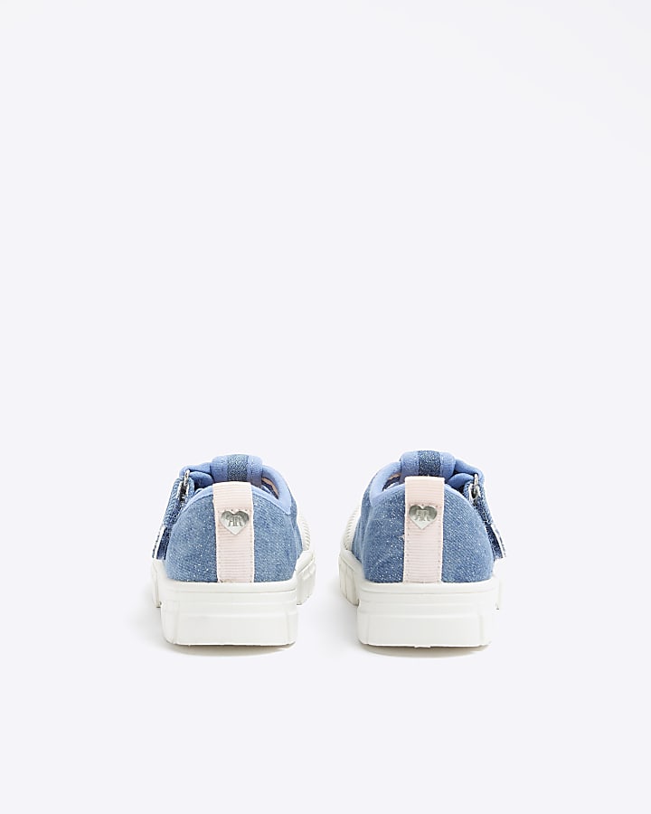 Mini girls blue denim mary jane shoes