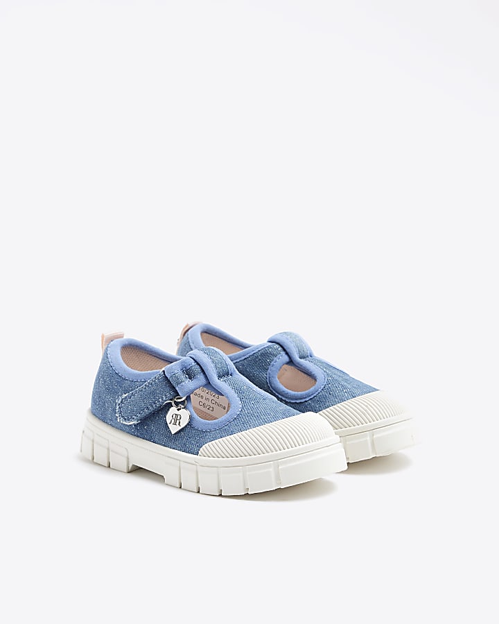 Mini girls blue denim mary jane shoes