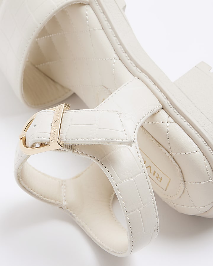 Girls cream embossed chunky sandals