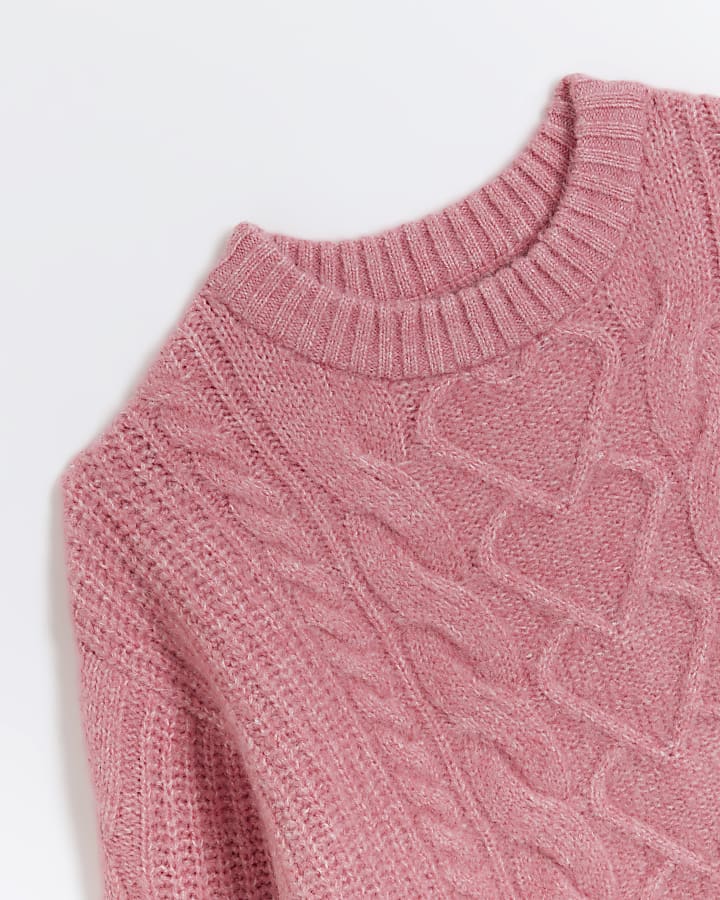 Girls pink cable knit jumper