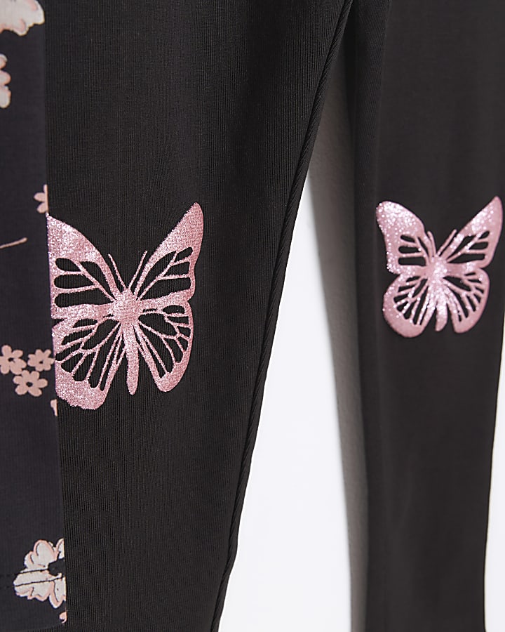 Mini girls pink butterfly leggings 2 pack