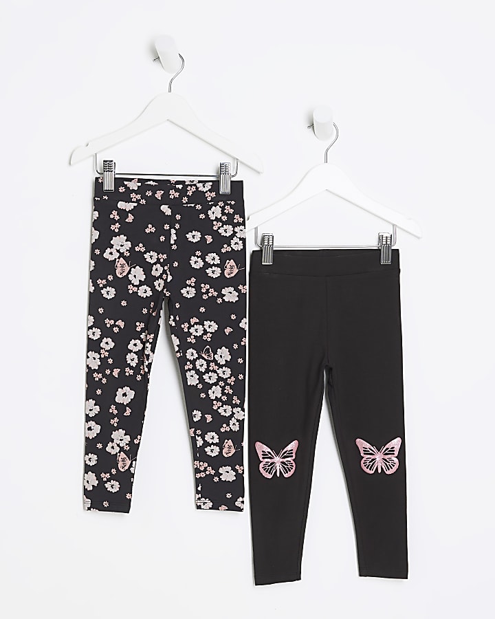 Mini girls pink butterfly leggings 2 pack