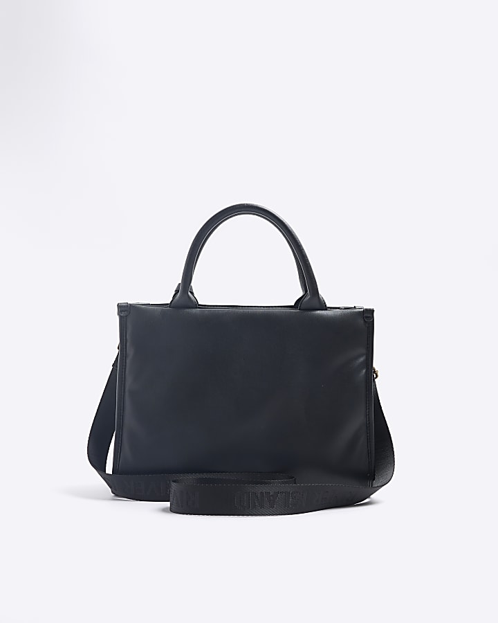 Girls black heart stud shopper bag