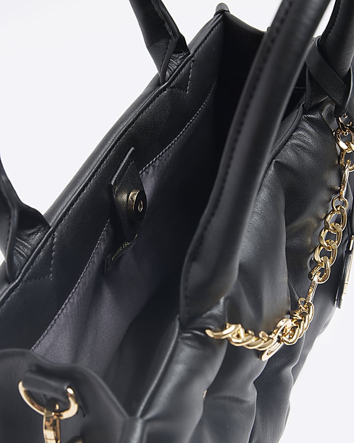 Girls black heart stud shopper bag