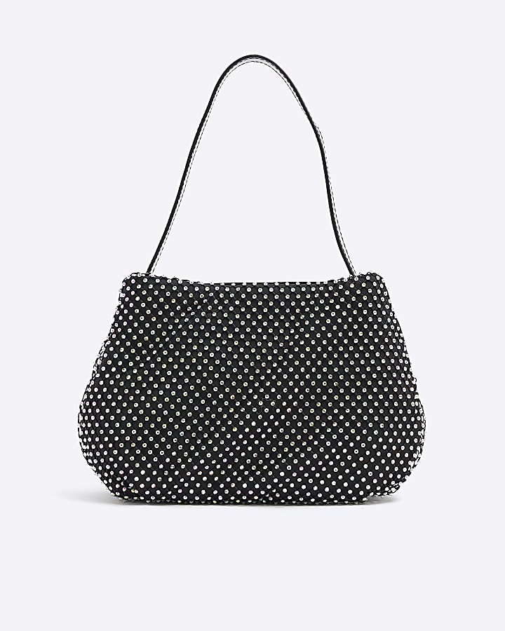 Girls black diamante shoulder bag