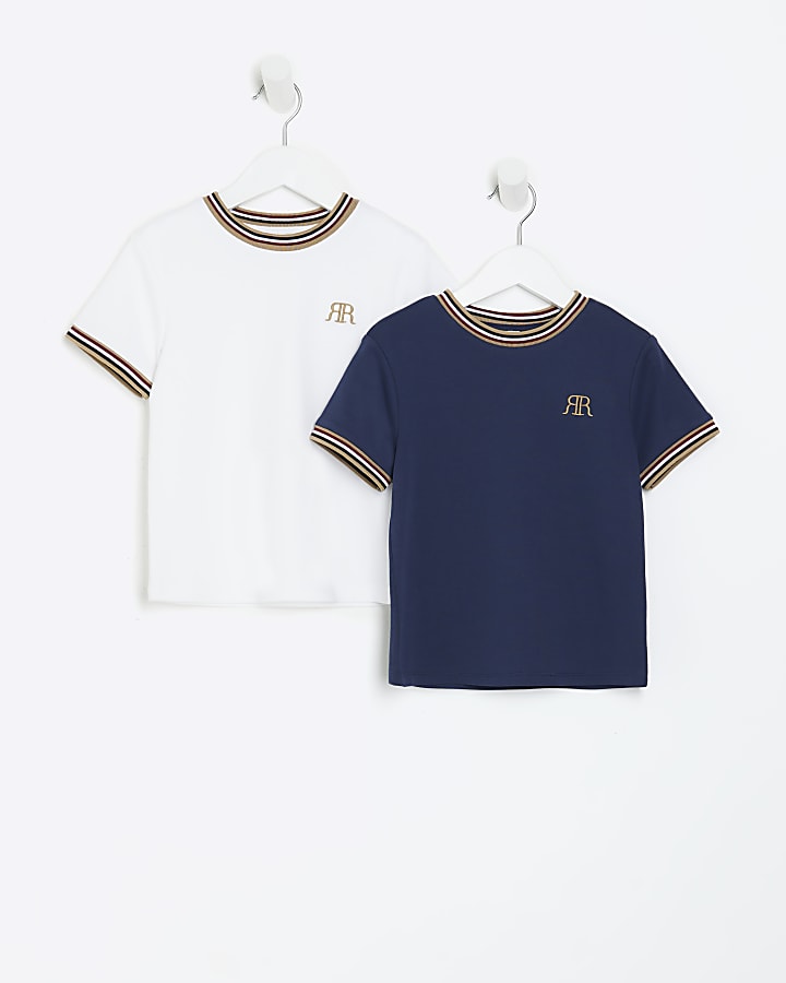 Mini boys white RI taped t-shirt 2 pack