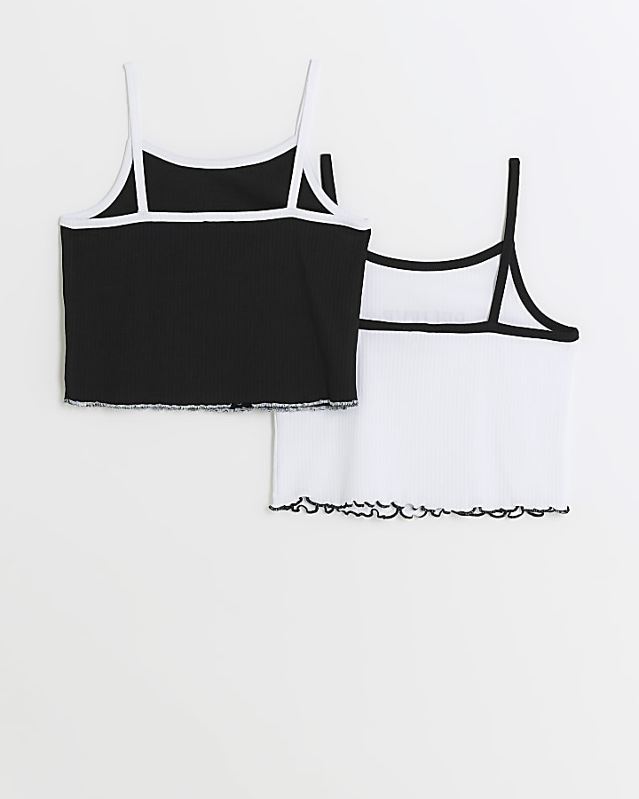 Girls White Crop ribbed Cami Top 2 Pack