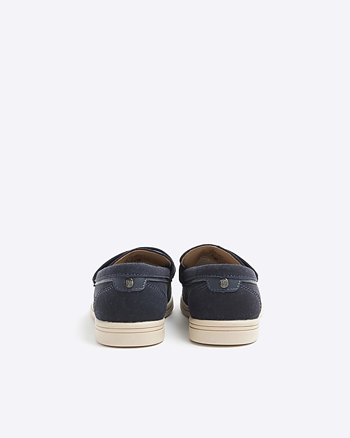 Boys navy suedette tassel loafers