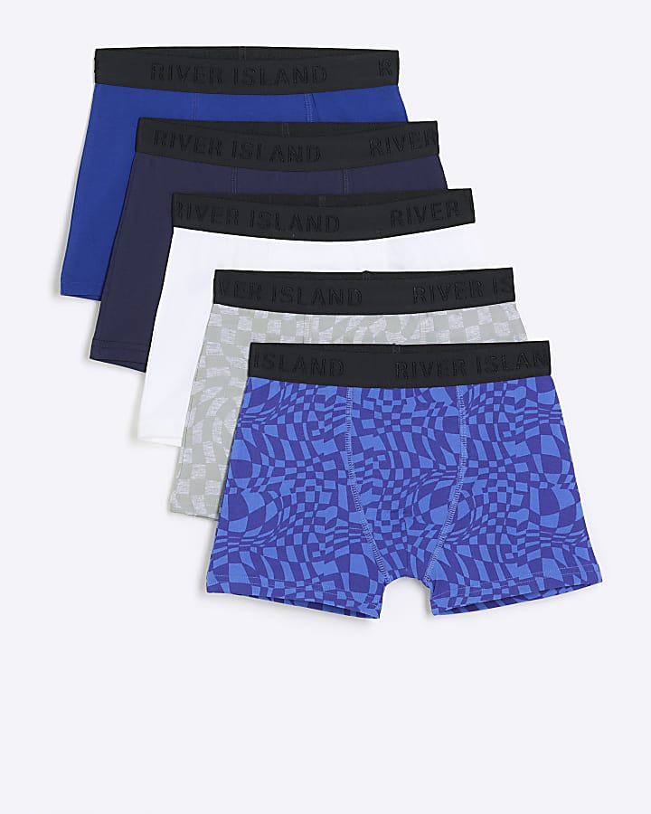 Boys blue check boxers 5 pack