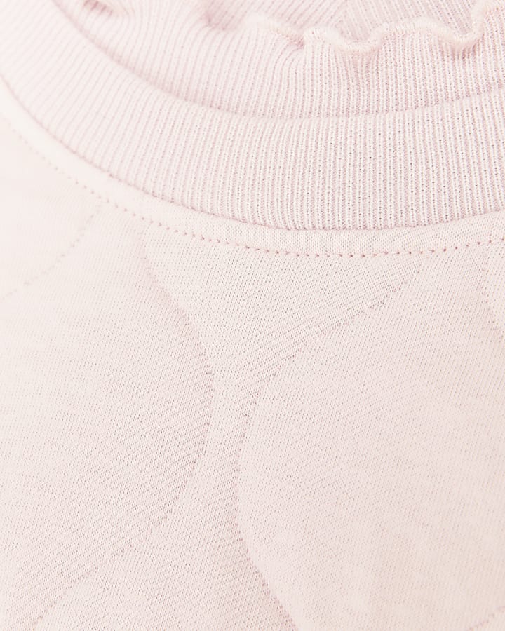 Girls pink quilted frill sweatshirt