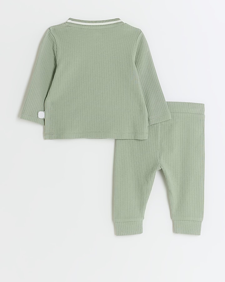 Baby khaki rib sweatshirt set