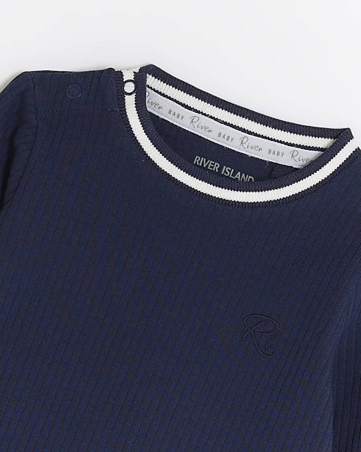Baby boys navy rib sweatshirt set