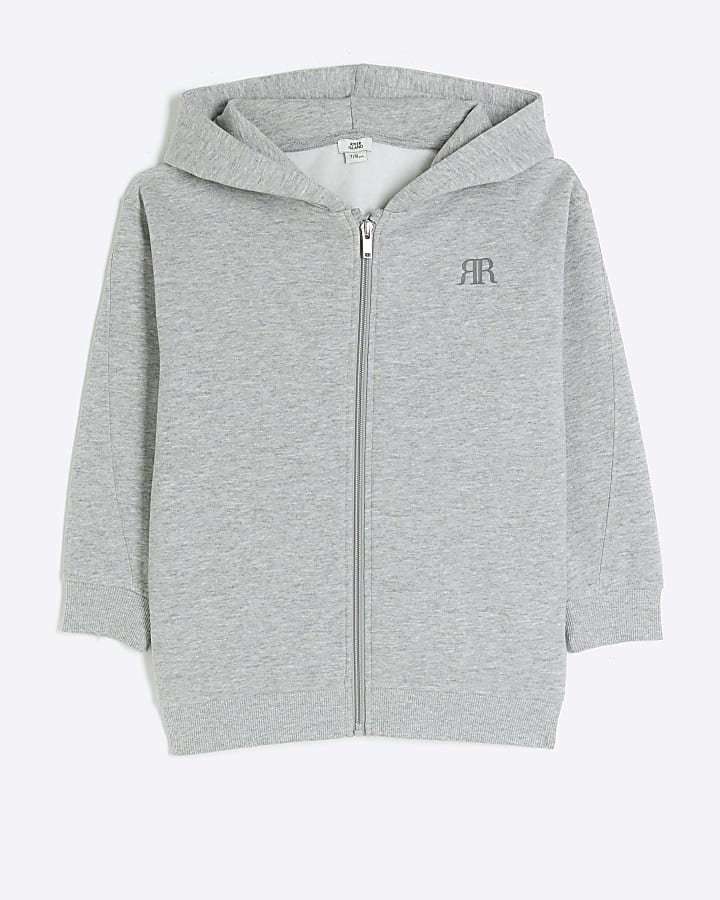 Grey zip up hoodie River Island