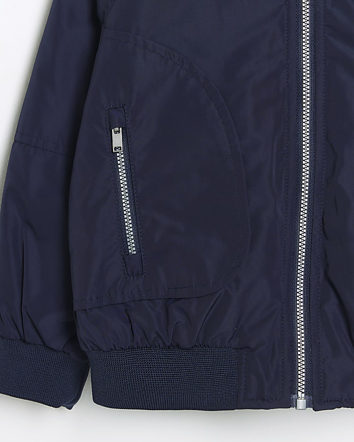 Mini navy nylon bomber jacket