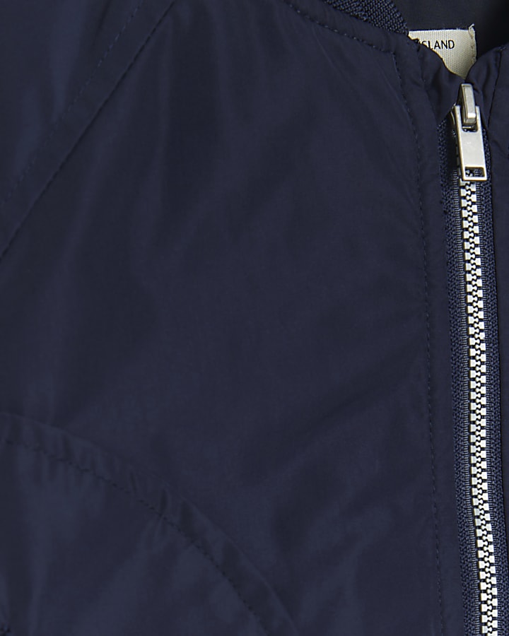 Mini navy nylon bomber jacket