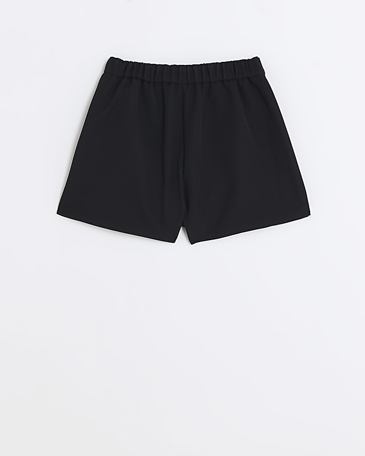 Girls black belted wrap cargo skort