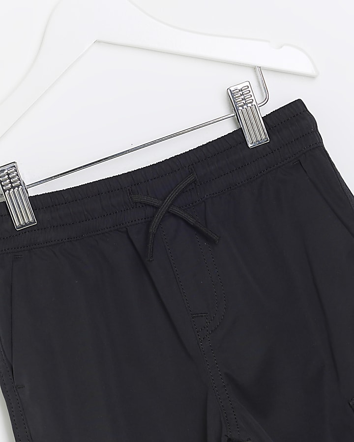 Mini boys black cuffed cargo trousers