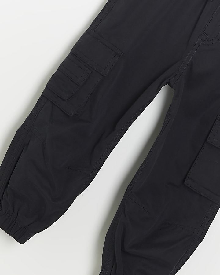 Mini boys black cuffed cargo trousers