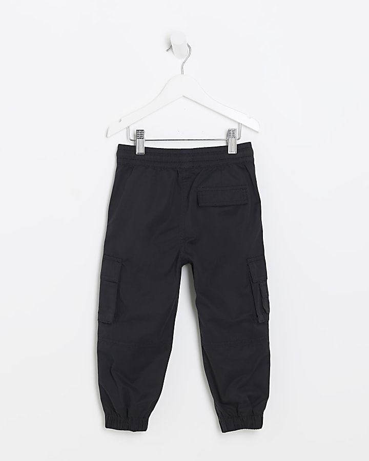 Mini boys black cuffed cargo trousers