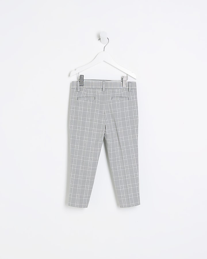 Mini boys grey check suit trousers