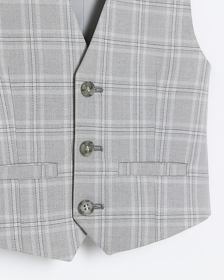 Mini boys grey check waistcoat