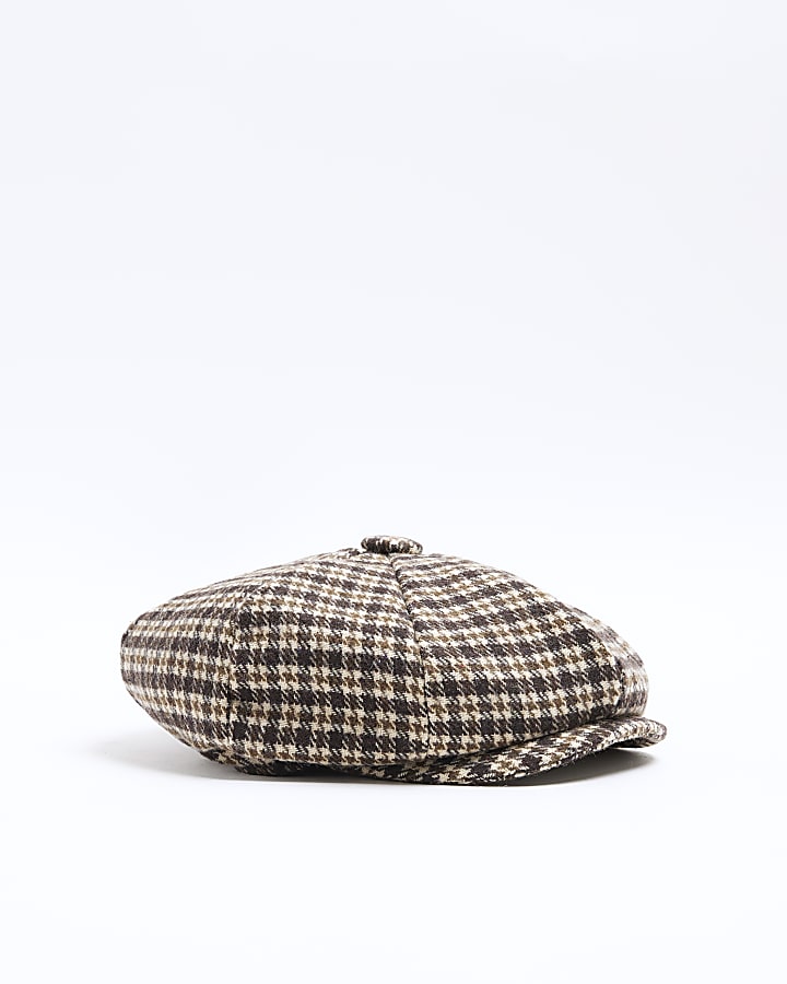 Boys Brown Check Baker Boy Hat River Island