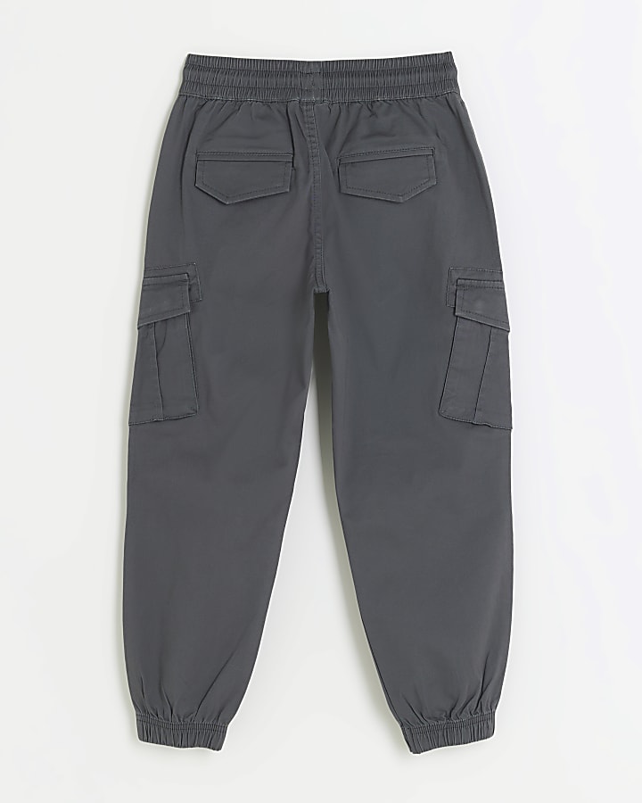 Boys grey cuffed cargo trousers