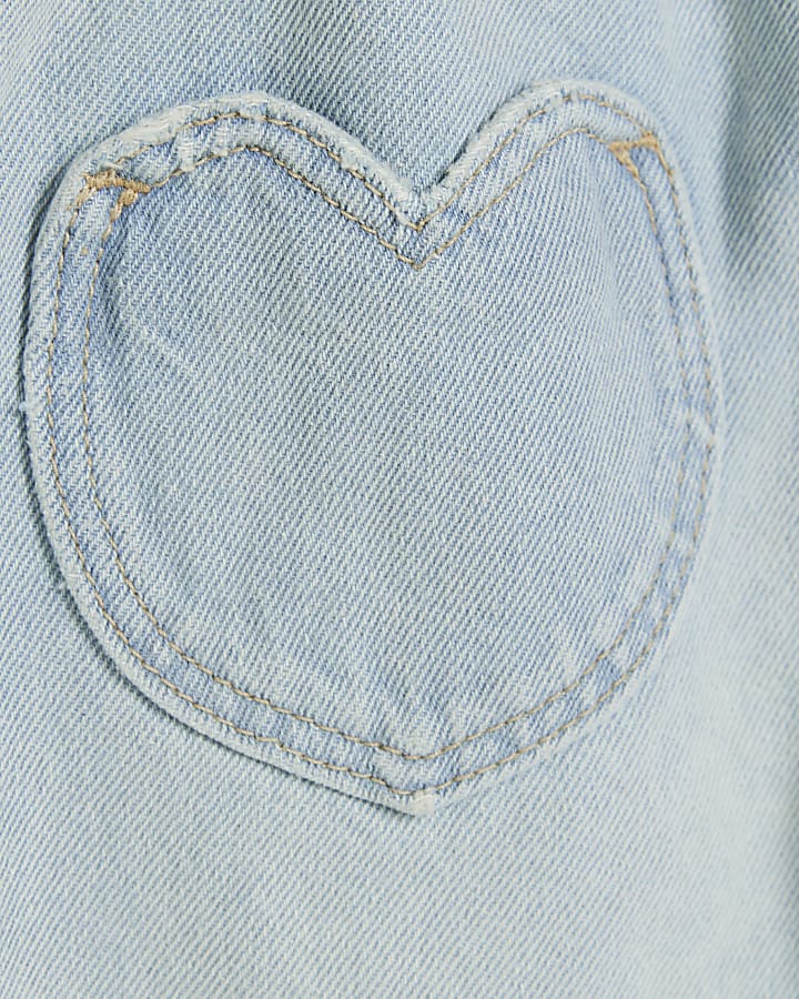 Mini girls blue heart pocket paperbag jeans