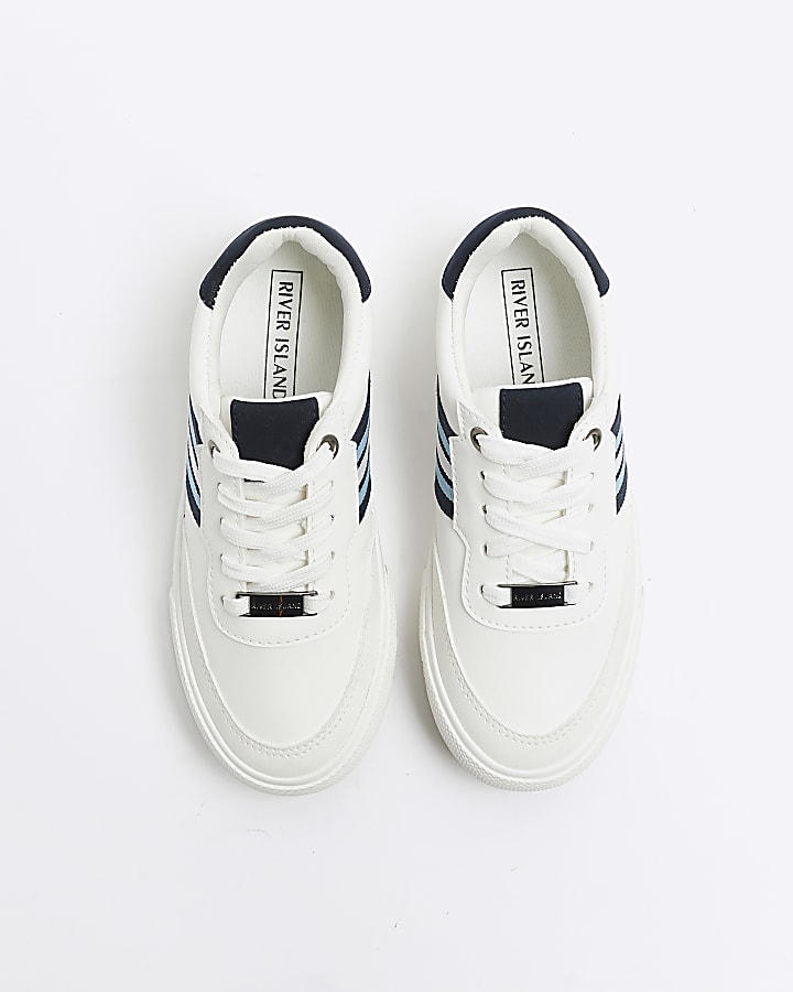 Boys white stripe trainers