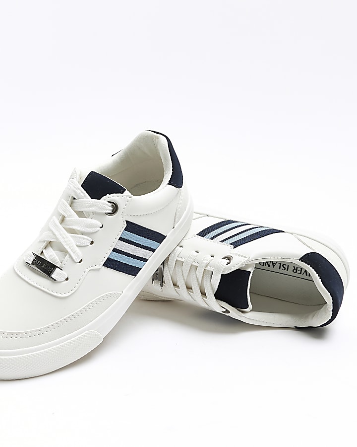 Boys white stripe trainers