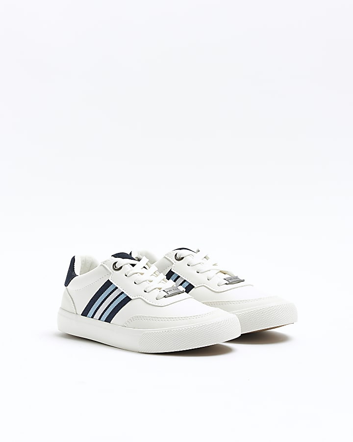 Boys white stripe trainers