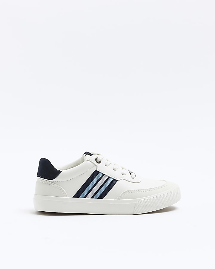 Boys white stripe trainers