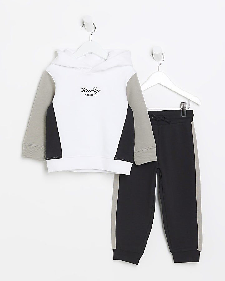 Mini boys grey hoodie and joggers set