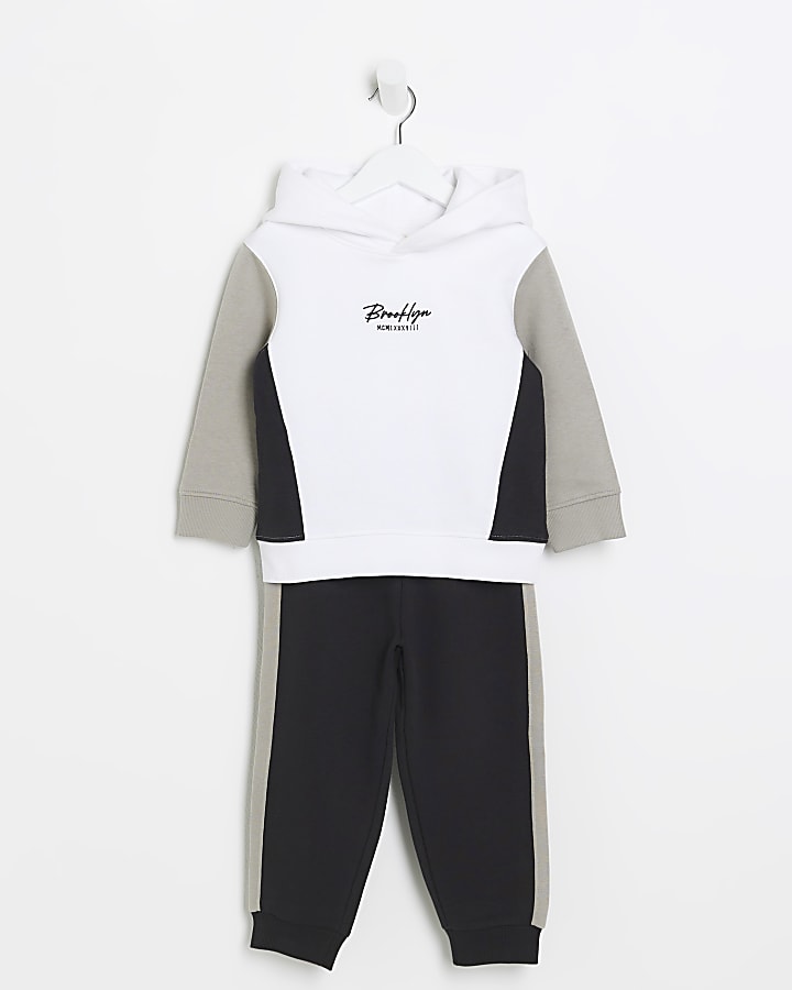 Mini boys grey hoodie and joggers set