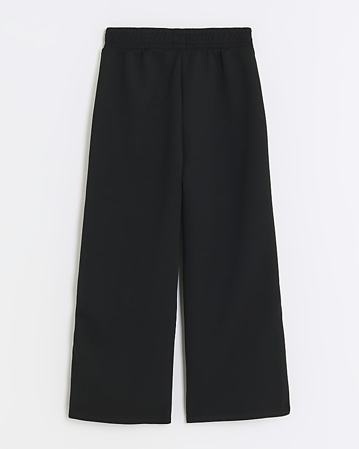 Girls black side popper joggers