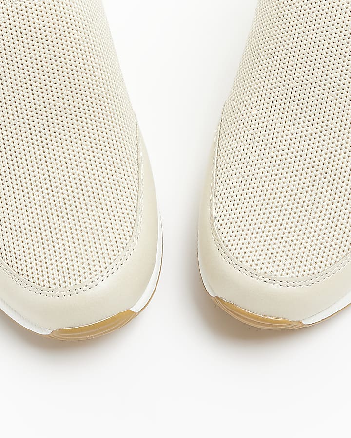 Girls beige wedge sole trainers