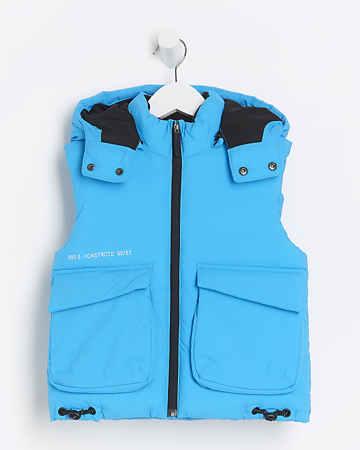 Mini boys blue hooded gilet