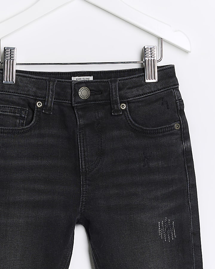 Mini boys black slim ripped jeans