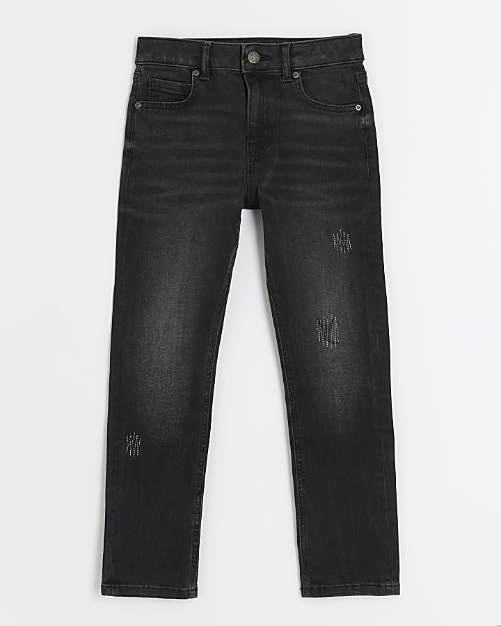Boys black slim ripped jeans