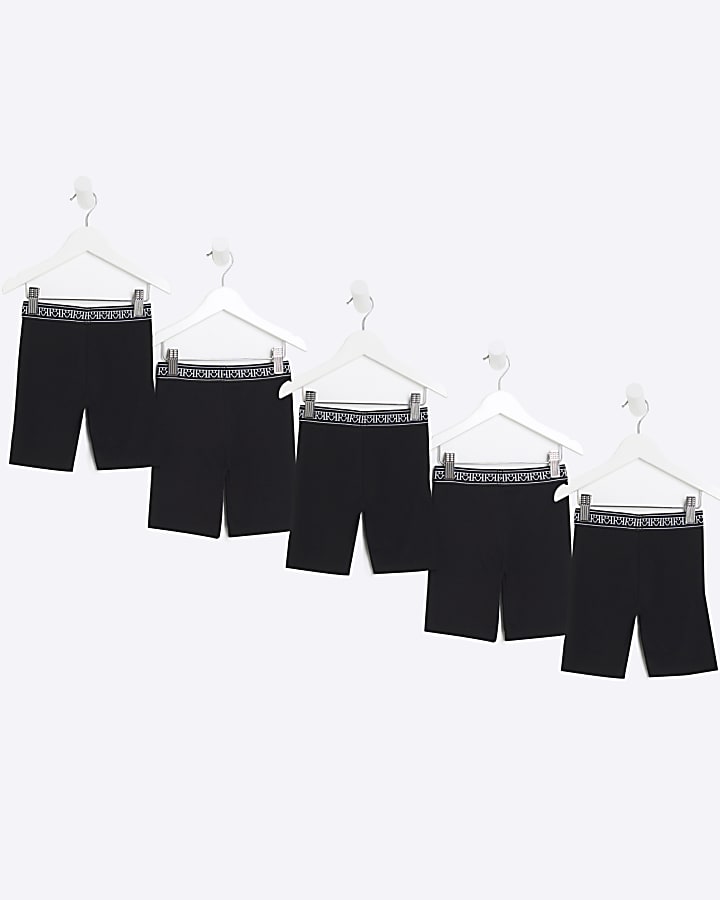 Mini girls black RI cycling shorts 5 pack