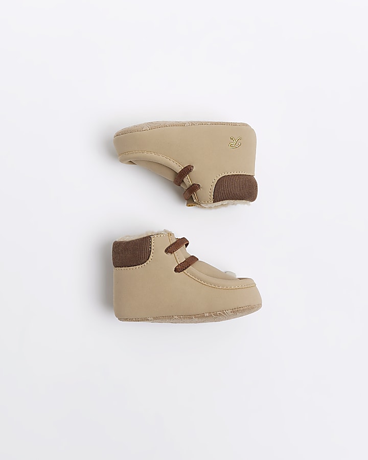 Baby boys beige suedette booties